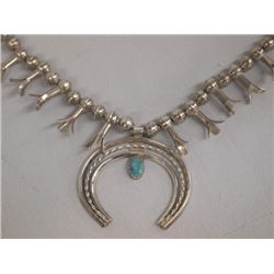 Sterling Silver Navajo Squash Blossom Necklace