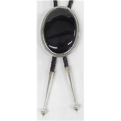 Navajo Sterling Onyx Bolo Tie - AL Noble