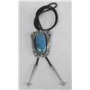 Image 1 : Navajo Silver Turquoise Bolo Tie - R A Cook