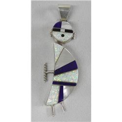 Zuni Inlaid Sun God Maiden Pendant - H Spencer