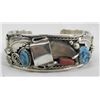 Image 1 : Navajo Silver Turquoise Claw Bracelet -M Thomas Jr