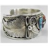 Image 4 : Navajo Silver Turquoise Claw Bracelet -M Thomas Jr
