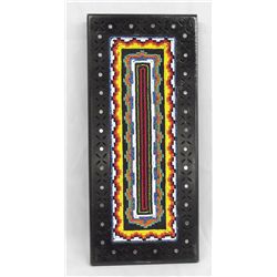 Beaded Carved Wood Footed Platter - Kills Thunder