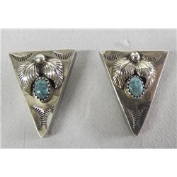 Navajo Sterling Silver Turquoise Collar Tips