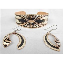 Southwest Copper Bracelet and Matching Earrings