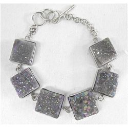 Amethyst Quartz Druzy Link Bracelet