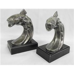 Pair 1940s Cast Bronze Trout Bookends Phil Mnfg Co