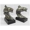 Image 2 : Pair 1940s Cast Bronze Trout Bookends Phil Mnfg Co