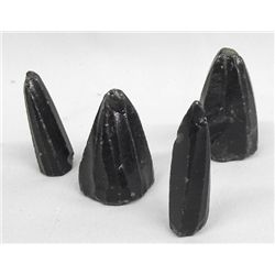 4 Rare Pre-Columbian Black Obsidian Cone Points