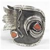 Image 4 : Navajo Sterling Turquoise Coral Large Watch Cuff