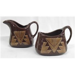 Sioux Indian Cream and Sugar Pottery - Swift Eagle