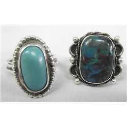 2 Navajo Sterling Silver Turquoise Rings