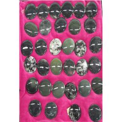 Group of 33 Large Oval Jade Cabochons