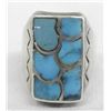 Image 2 : Zuni Sterling Silver Channel Turquoise Inlay Ring