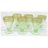 Image 1 : 6 Cambridge Gold Trim Footed Vaseline Glasses