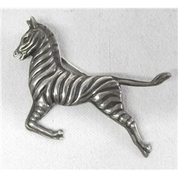 Mexican Taxco Sterling Silver Zebra Pin