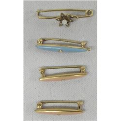 4 Estate Vintage Gold Collar Bar Pins