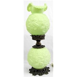 Antique Gone With the Wind Vaseline Glass Lamp