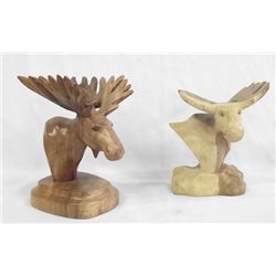 Carved Solid Wood Moose Carvings
