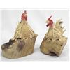 Image 1 : Carved Wooden Rooster & Hen Sculptures