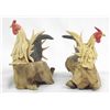 Image 2 : Carved Wooden Rooster & Hen Sculptures