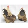Image 3 : Carved Wooden Rooster & Hen Sculptures