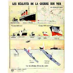 Les Réalités de la Guerre sur Mer 1918 HAFFNER L.  Carte maritime de la guerre, tonnage allié cou...
