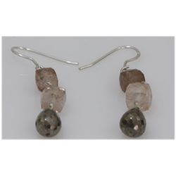 NATURAL 23.60 CTW MIXED SEMI-PRECIOUS EARRINGS .925 STE