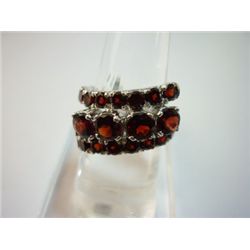 NATURAL 35.00 CTW GARNET RING .925 STERLING SILVER