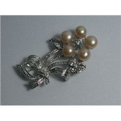 CLASSIC PEACH PEARL CZ BROOCH AUTHENTIC PHILIPPINE PEAR