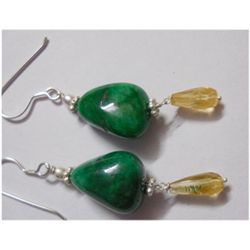 Natural 42.55ct Emerald/Semi Precious Earring .925 Ster