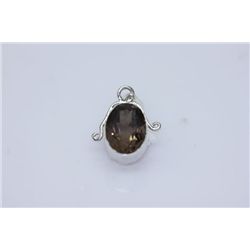 NATURAL 21.55 CTW SMOKY TOPAZ OVAL CUT PENDANT .925 STE