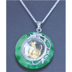 GREEN JADE PENDANT YEAR OF THE OX NECKLACE