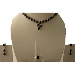 99.40 ctw Balck onyx (Oval) Necklace .925 Sterling Silv