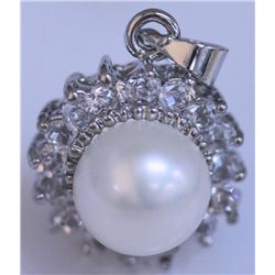 WHITE PEARL AND CZ PENDANT