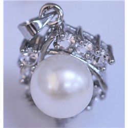 WHITE PEARL AND CZ PENDANT