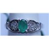 Image 1 : 13.95 CTW EMERALD AND DIAMOND RING .925 STERLING SILVER