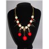 Image 1 : 454CTW WHITE-RED GUMBALLS BRASS NECKLACE;18INCH