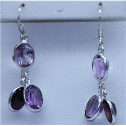 14.30 CTW AMETHYST AND GARNET EARRINGS .925 STERLING SI