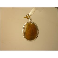 35.00 CTW TIGER EYE PENDANT .925 STERLING SILVER