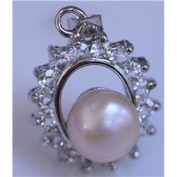 PEACH PEARL AND CZ PENDANT