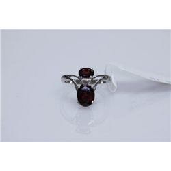 13.00 CTW GARNET OVAL RING .925 STERLING SILVER