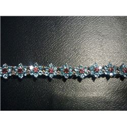 NATURAL 89.75 CTW BLUE TOPAZ AND GARNET BRACELET .925 S