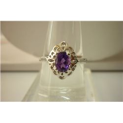 16.05 ctw Amethyst with netted Ring .925 Sterling Silve