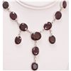 Image 1 : NATURAL 310.0 CTW RUBY OVAL NECKLACE .925 STERLING SILV