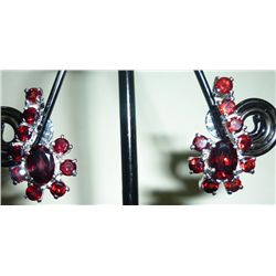 NATURAL 27.00 CTW GARNET EARRING .925 STERLING SILVER