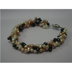 170CTW TRICOLOR 3-STRANDS PEARL BRACELET