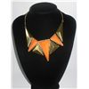 Image 1 : 275CTW ORANGE PYRAMID BRASS NECKLACE;18INCH