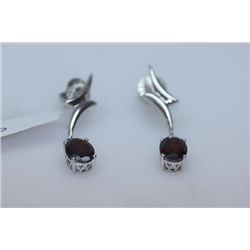 22.10 CTW GARNET EARRING .925 STERLING SILVER