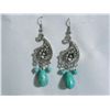 Image 1 : PEACOCK BLUE TURQUOISE DANGLING EARRINGS STONE BLUE TUR